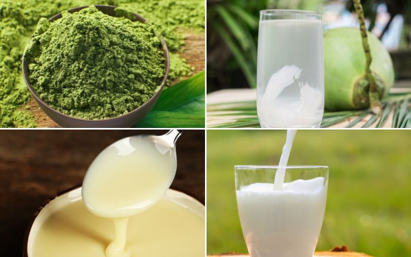 Nguyên liệu làm nước dừa matcha